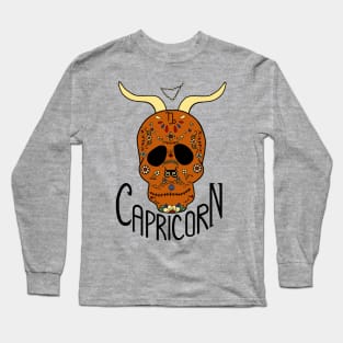 Capricorn Zodiac Dia De Los Muertos Style Long Sleeve T-Shirt